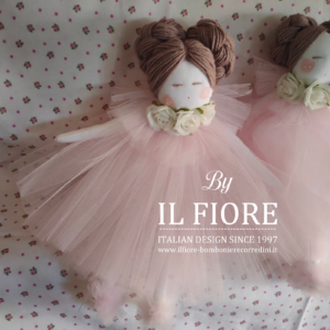 Bomboniere Comunione Bambola con Vestito in Tulle rosa e Fiori