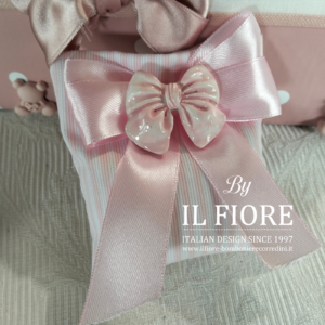 Bomboniere Battesimo sacchetto con fiocco rosa o celeste