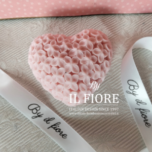 Bomboniere Comunione candela rosa Cuore con fiorellini