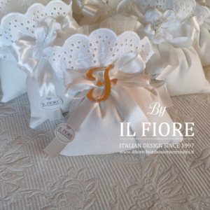 Bomboniere Comunione Sacchetto Sangallo con lettera personalizzabile