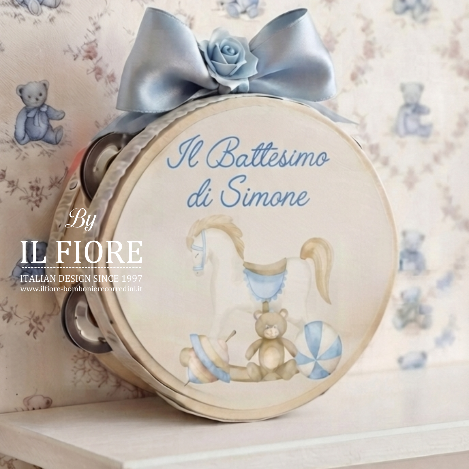 bomboniere battesimo tamburello personalizzato