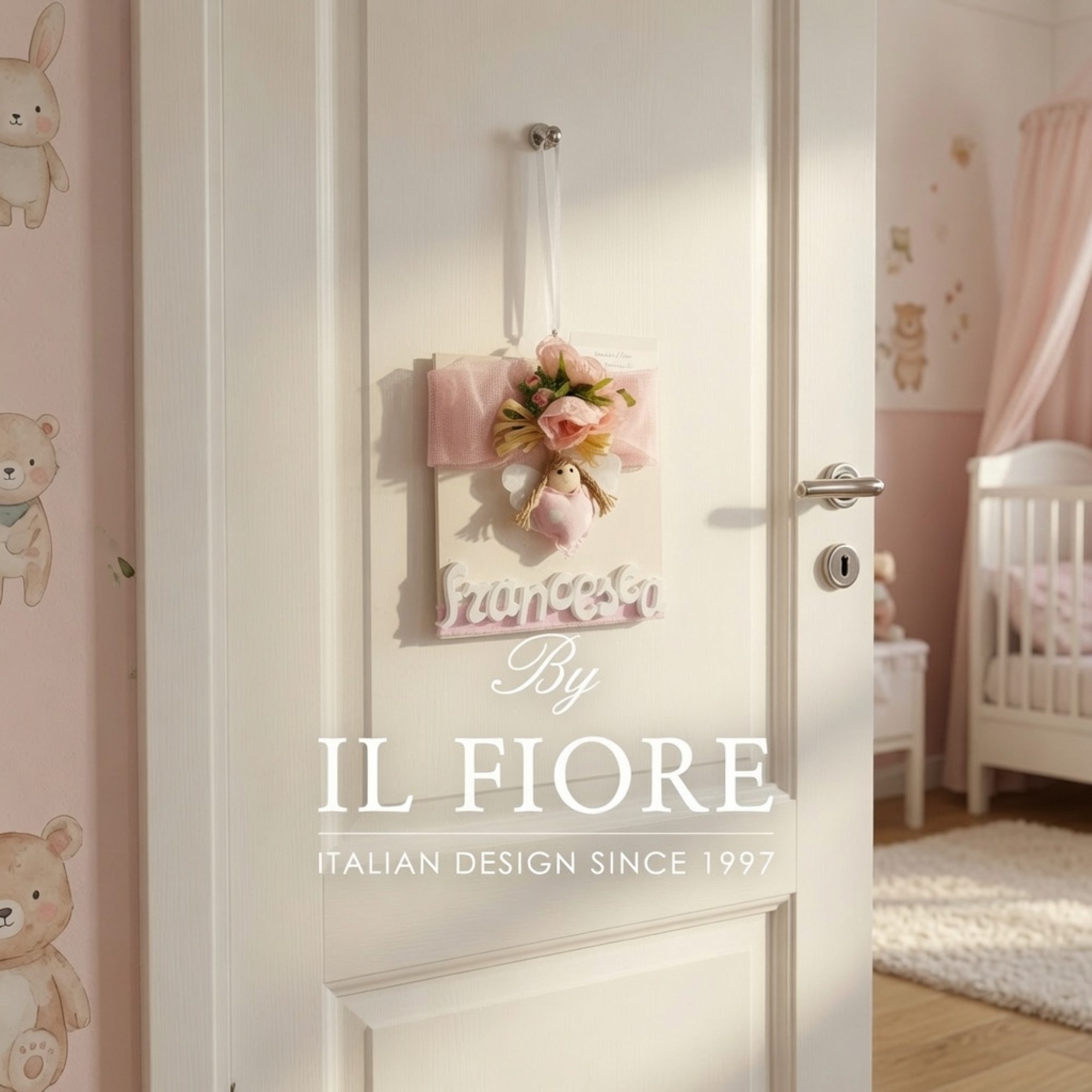 fiocco nascita bimba personalizzabile con nome fuoriporta cameretta