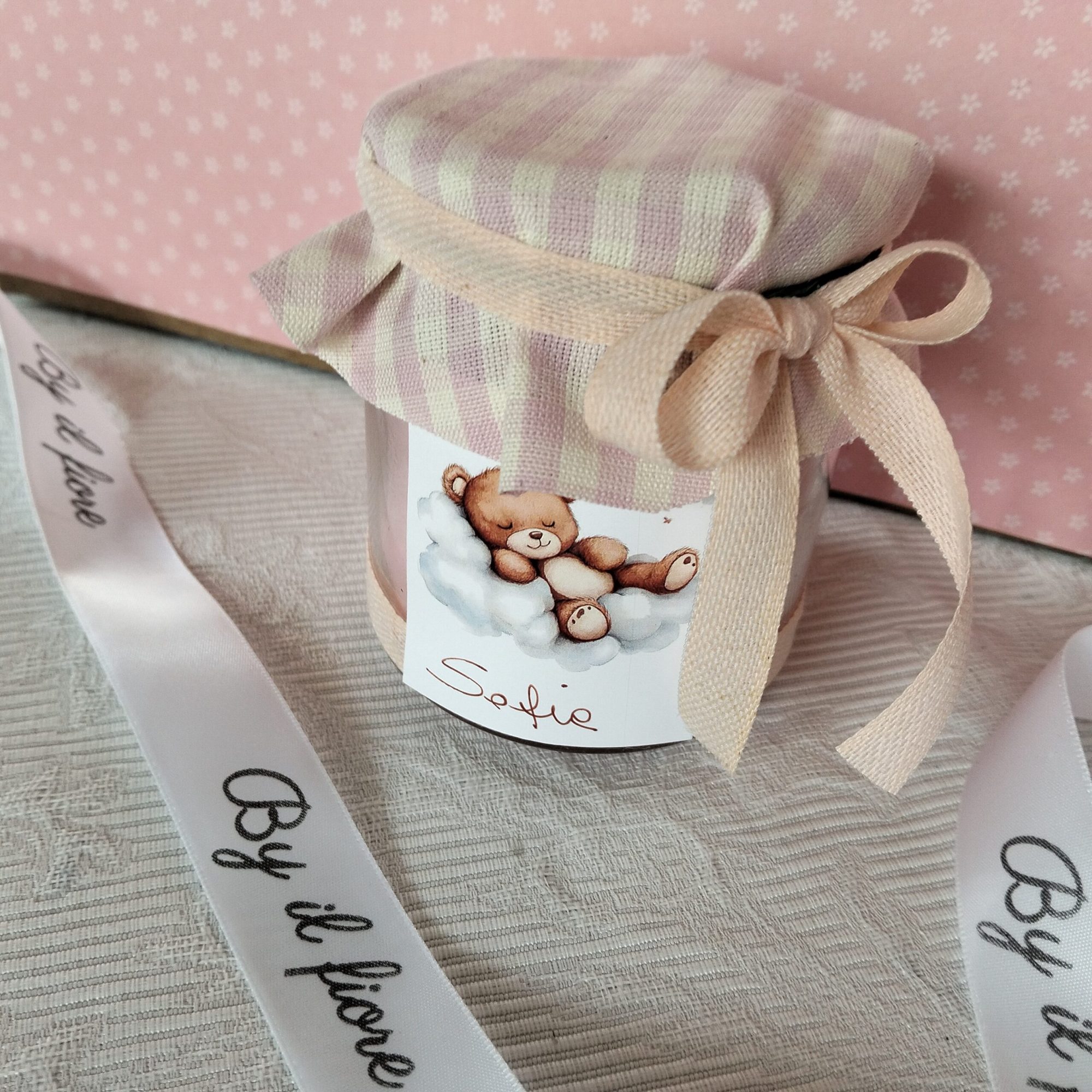 bomboniere battesimo candele personalizzata con cuore personalizzato con nome.