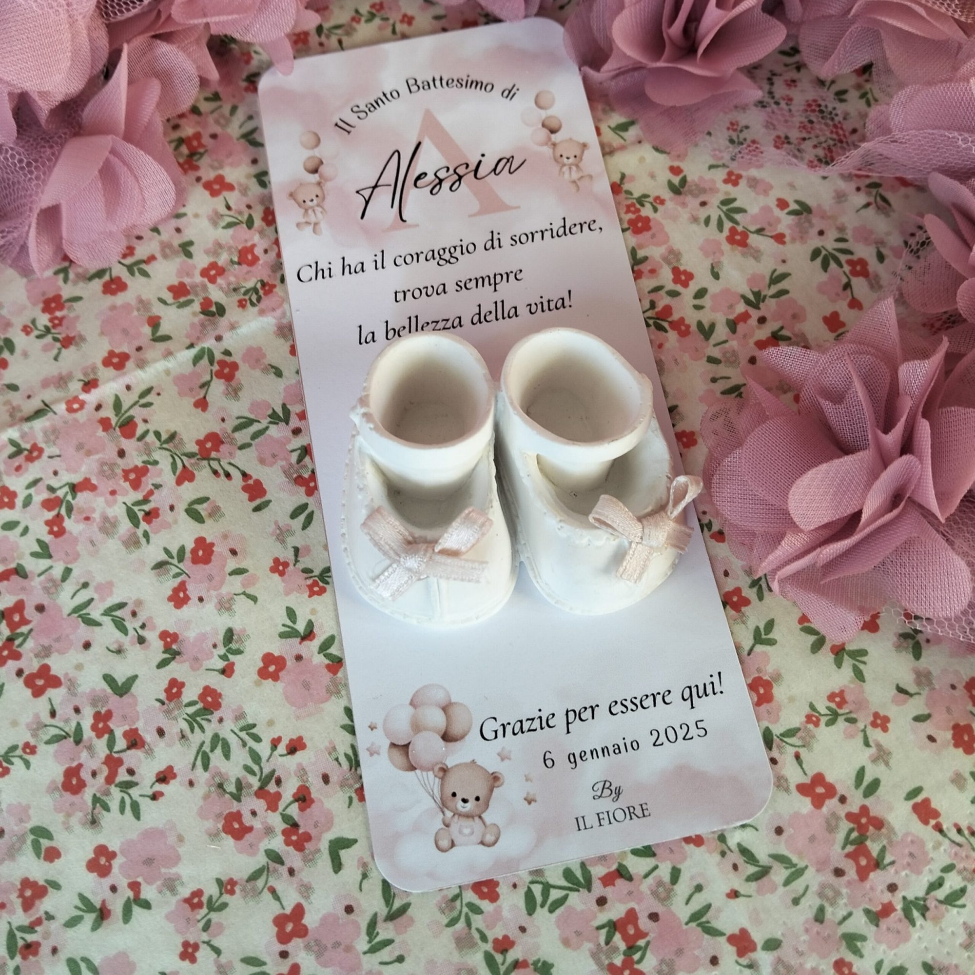 segnaposti battesimo bimba con scarpette