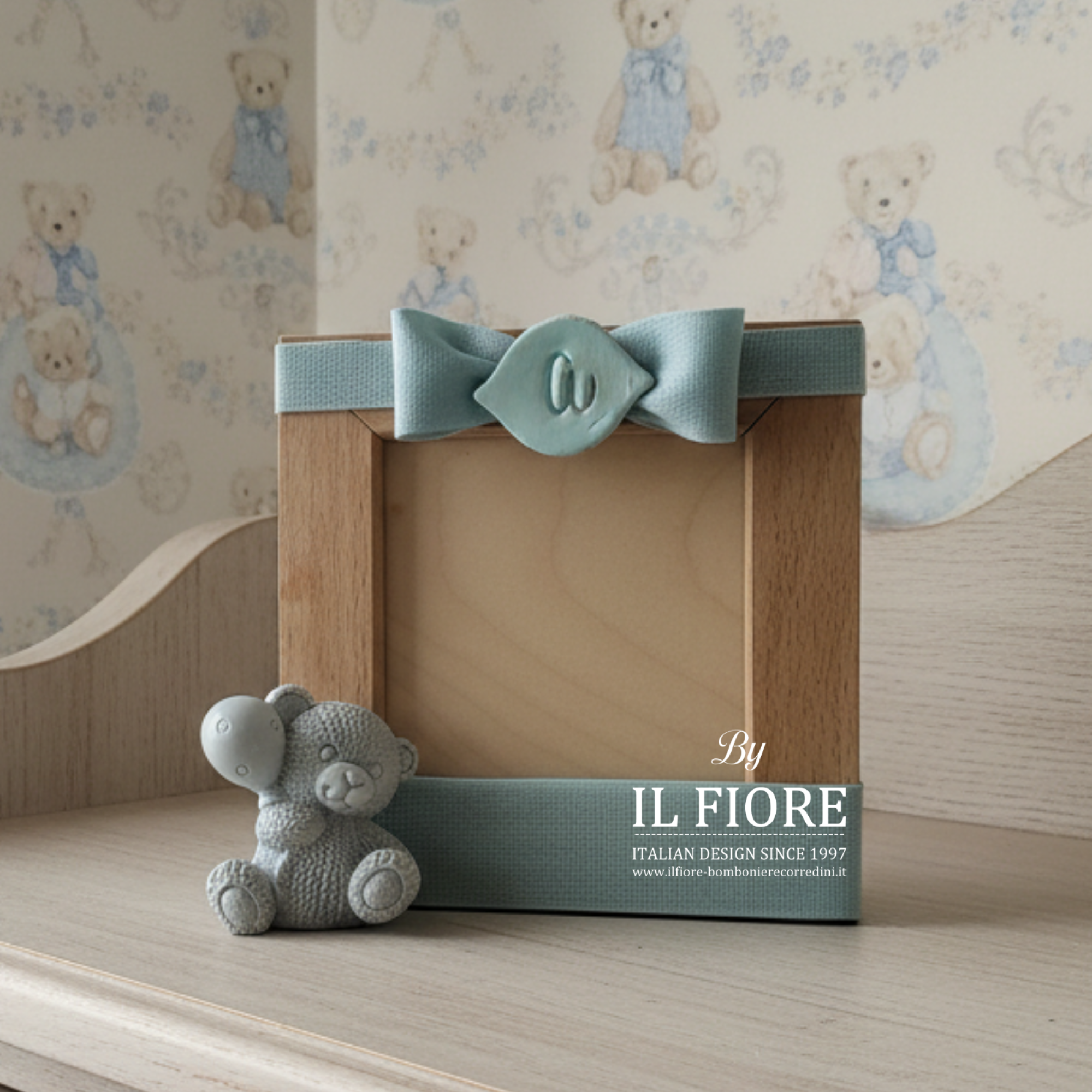 bomboniere battesimo portafoto con orsetto con palloncino personalizzabile bimba/o