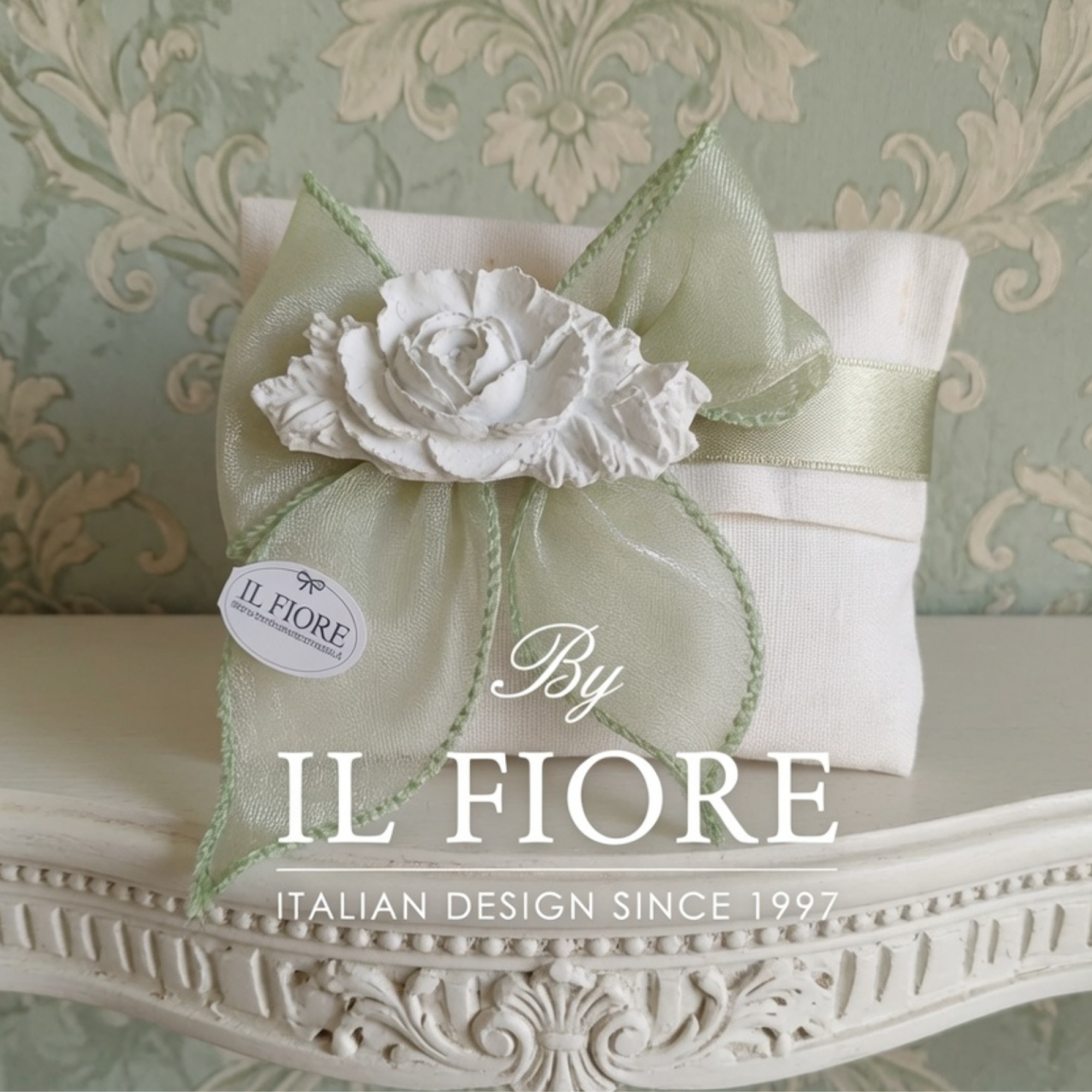bomboniere matrimonio sacchetto in lino con peonia