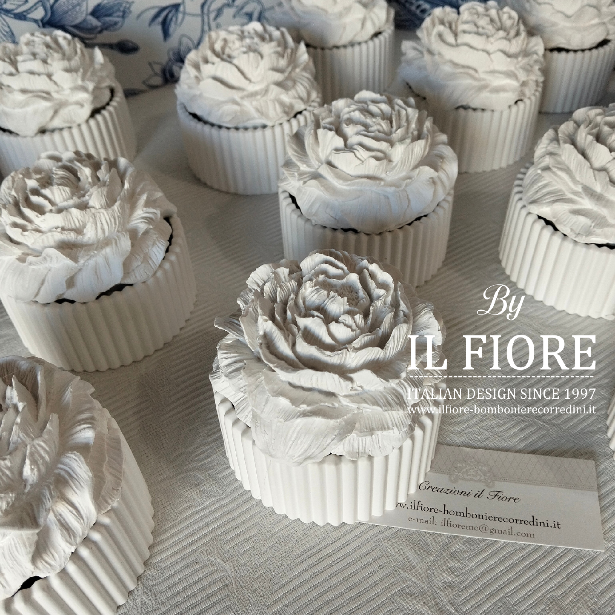 bomboniere matrimonio scatola peonia con candela